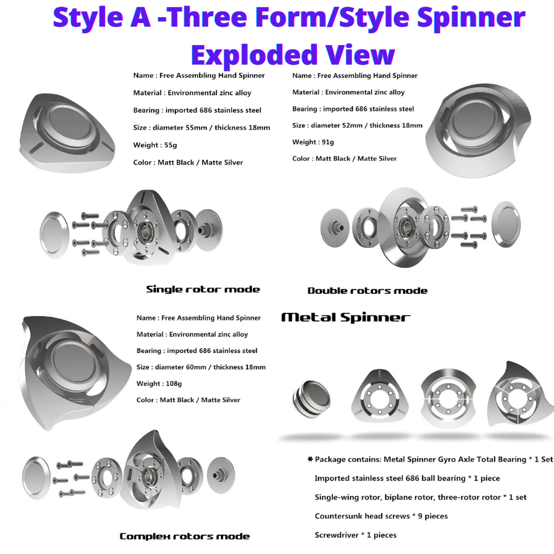 DIY Free Assembly Metal Hand Spinner | Zinc Alloy Tri-Form Spinner | Anti Stress Fidget Spinner for Gift & Collection