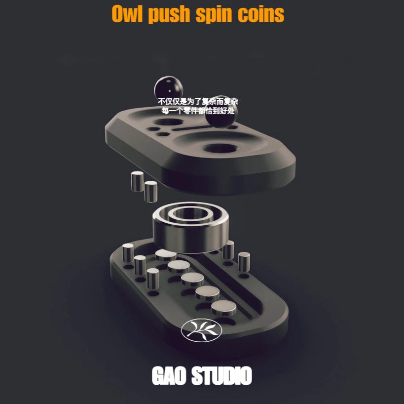 Gao Owl Shape Push Spin Slider | Stainless Steel Owl Shape Push Slider | Gao Stainless Steel Push Spin Flick Haptic Slider for Gift & Collection