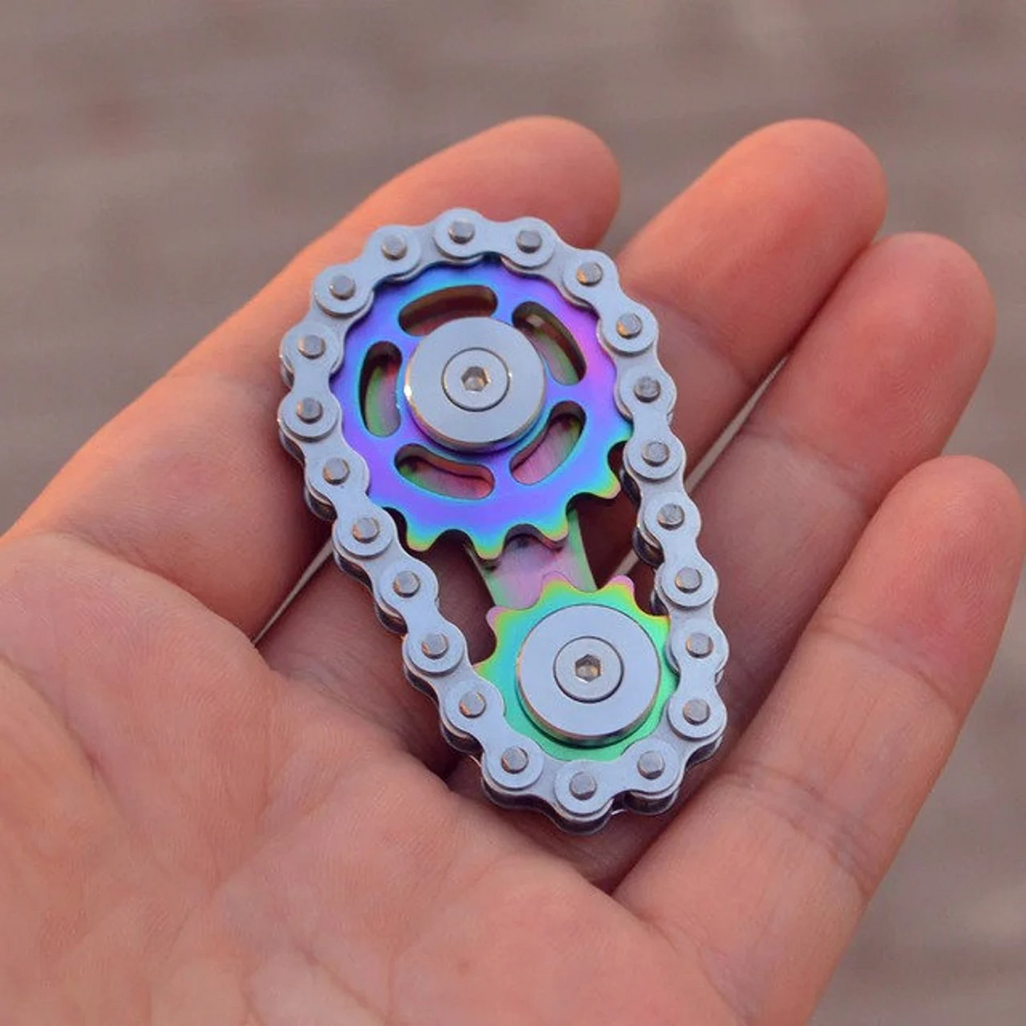 Stainless Steel Gyro Sprockets Flywheel Toy Gear Chain Spinner