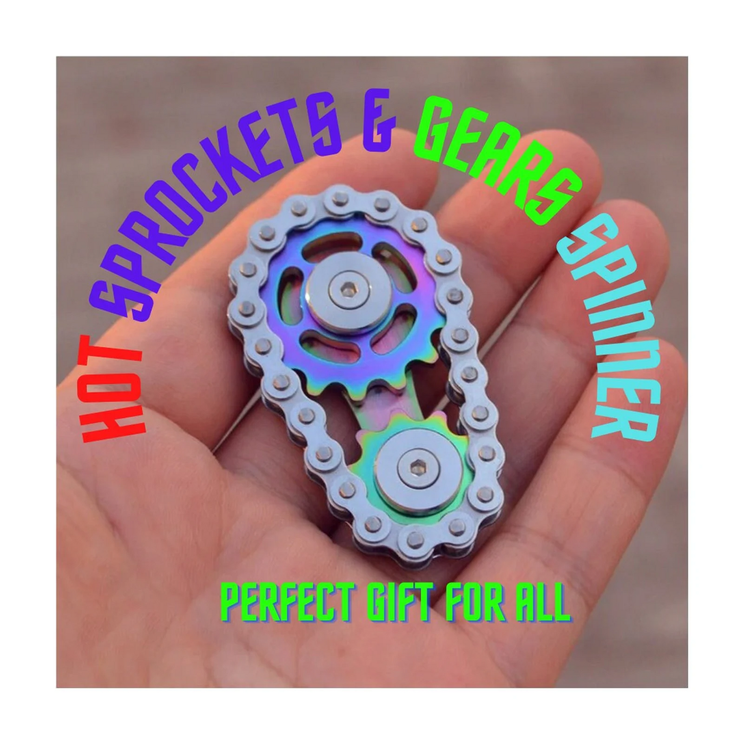 Stainless Steel Gyro Sprockets Flywheel Toy Gear Chain Spinner