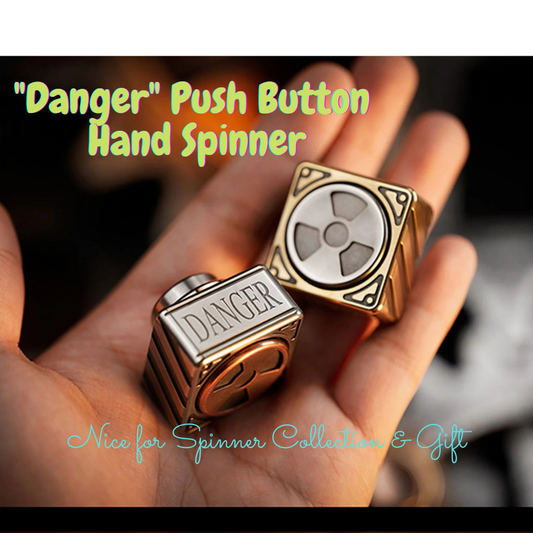 WANWU Stainless Steel Danger Push Button Hand Spinner | EDC DANGER Push Clicker Button Hand Fidget | Metal Push Button Hand Spinner for Gift