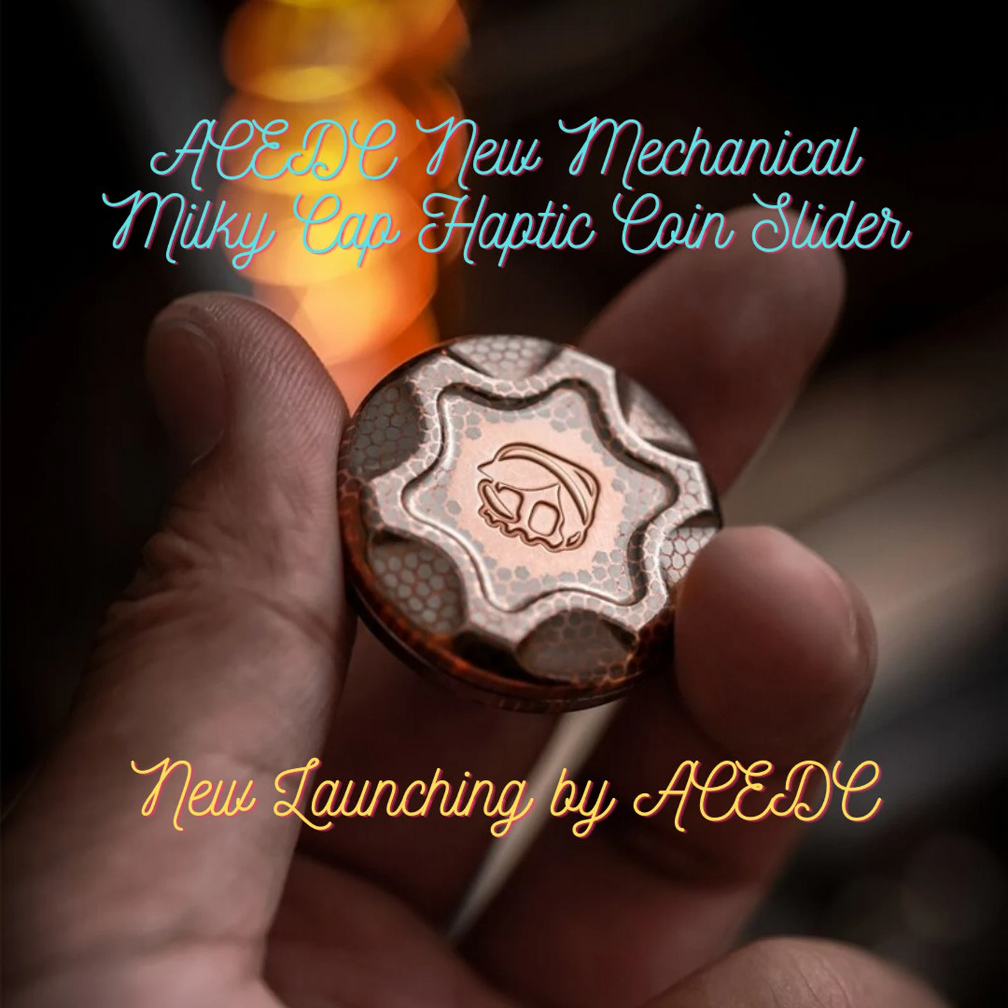 New Launching ACEDC Mechanical Milky Cap Hand Haptic Coin Slider|ACEDC Metal Coin Hand Slider |ACEDC Milk Coin Fidget Slider for Collection