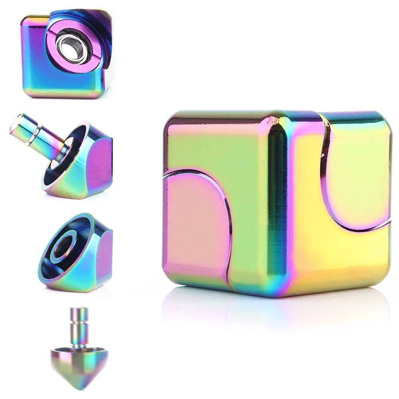 Colorful Hand Metal Cube Gyro Spinner | Aluminum Alloy Hand Cube Fidget Toys Spinner for Gift and Collection