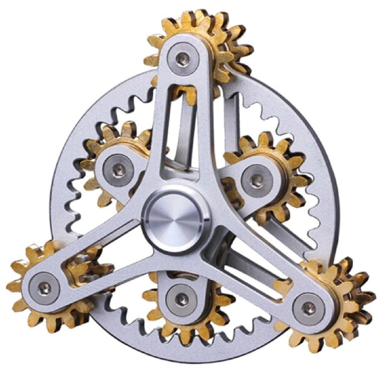 Three Gears Linkage fingertip | Metal Gyro Gear Chain Spinner | EDC Hand Gear Spinner Fidget for Gift, Fun, Stress Relief & Collection