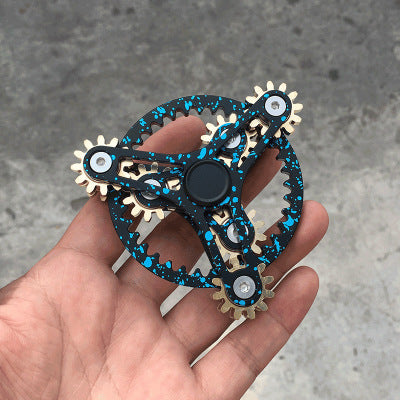 Three Gears Linkage fingertip | Metal Gyro Gear Chain Spinner | EDC Hand Gear Spinner Fidget for Gift, Fun, Stress Relief & Collection