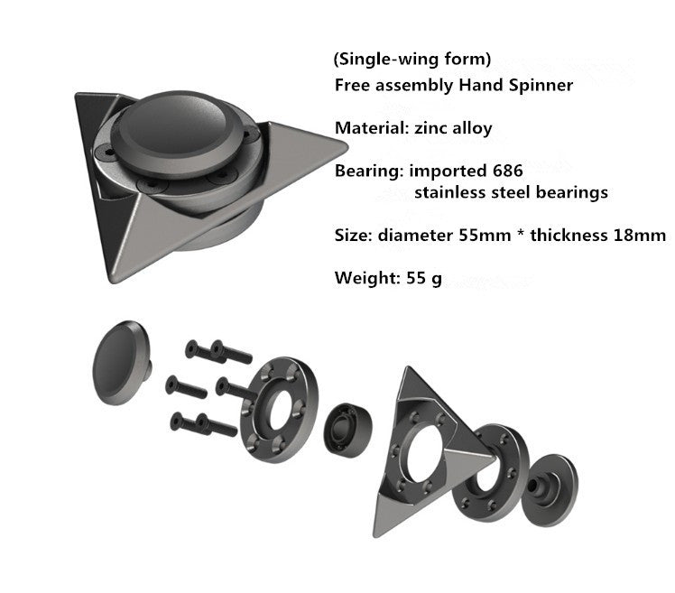 DIY Free Assembly Metal Hand Spinner | Zinc Alloy Tri-Form Spinner | Anti Stress Fidget Spinner for Gift & Collection
