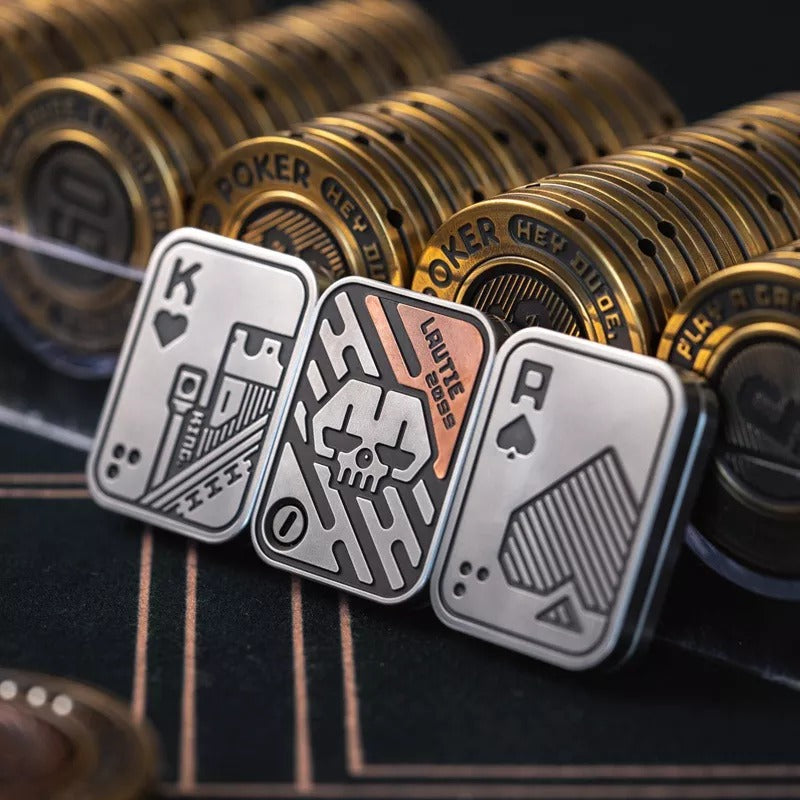 Lautie Stainless Steel Lucky Poker Card Magnetic Push Slider | Lautie EDC Poker Card AA-KK | Lautie Metal Lucky Poker Slider Card for Collection & Gift