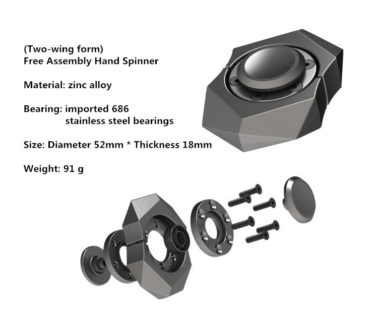DIY Free Assembly Metal Hand Spinner | Zinc Alloy Tri-Form Spinner | Anti Stress Fidget Spinner for Gift & Collection