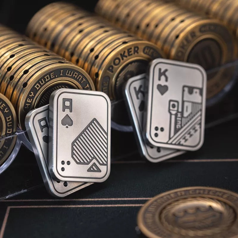 Lautie Stainless Steel Lucky Poker Card Magnetic Push Slider | Lautie EDC Poker Card AA-KK | Lautie Metal Lucky Poker Slider Card for Collection & Gift