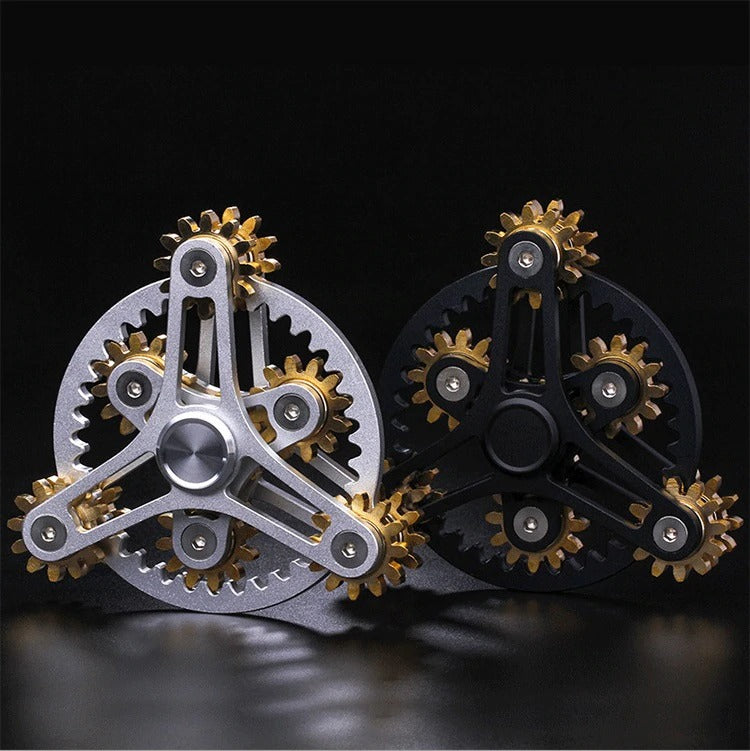 Three Gears Linkage fingertip | Metal Gyro Gear Chain Spinner | EDC Hand Gear Spinner Fidget for Gift, Fun, Stress Relief & Collection