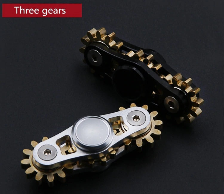 Three Gears Linkage fingertip | Metal Gyro Gear Chain Spinner | EDC Hand Gear Spinner Fidget for Gift, Fun, Stress Relief & Collection