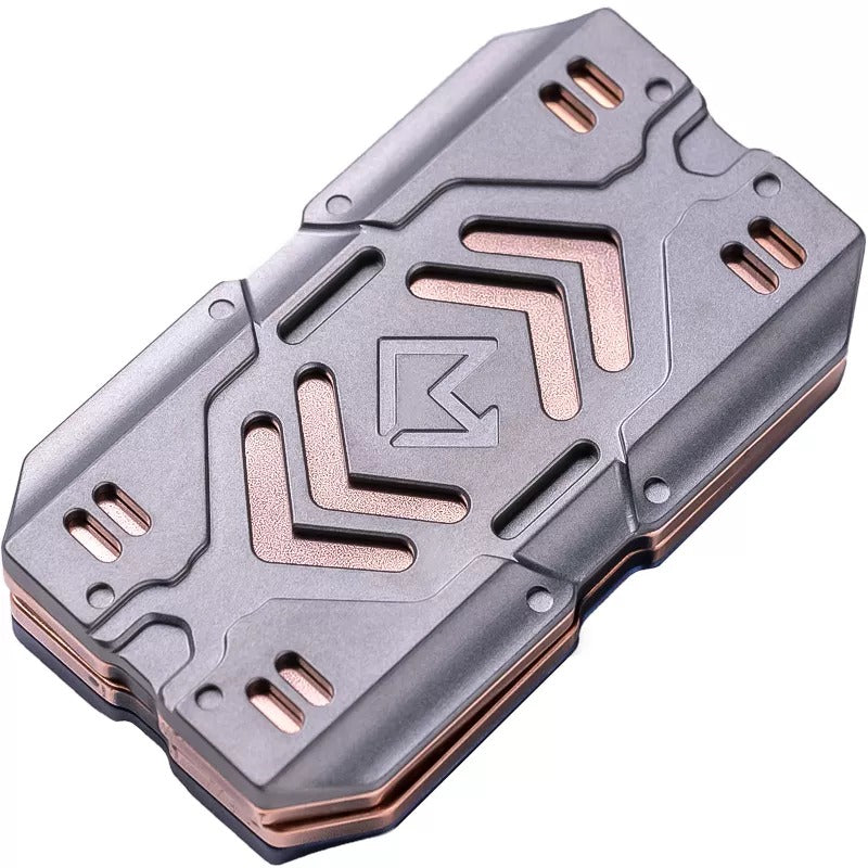 Metal Shield Brand Hand Push Slider Spinner | Stainless Steel Push Click Sound Slider | Metal Push Haptic Feel Click Sound Slider for Gift